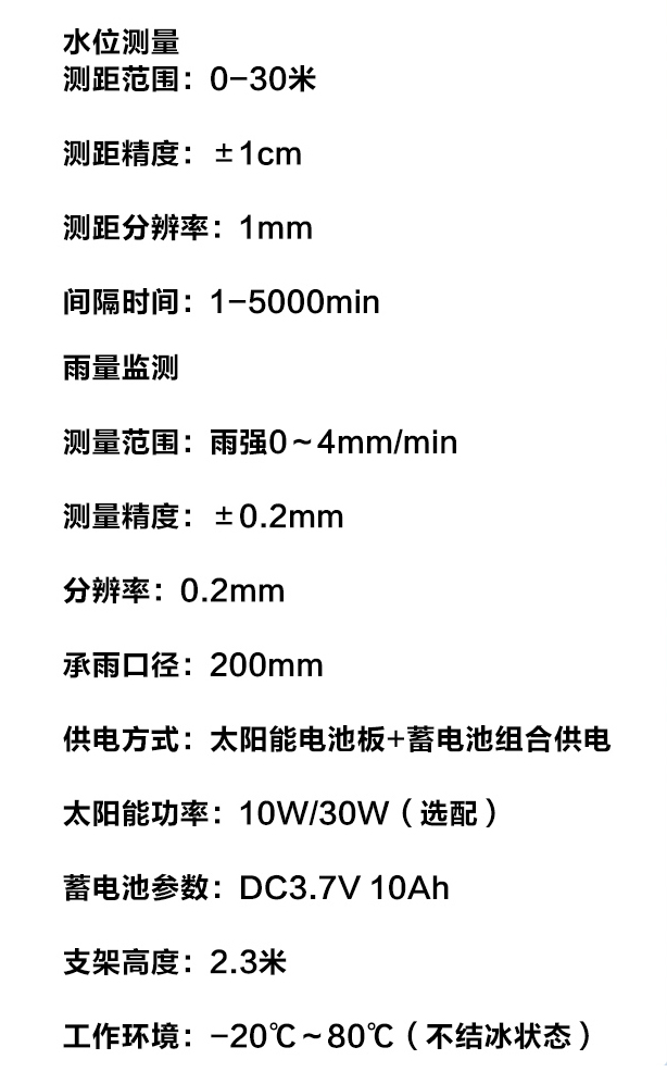 雨量水位監測站技術參數